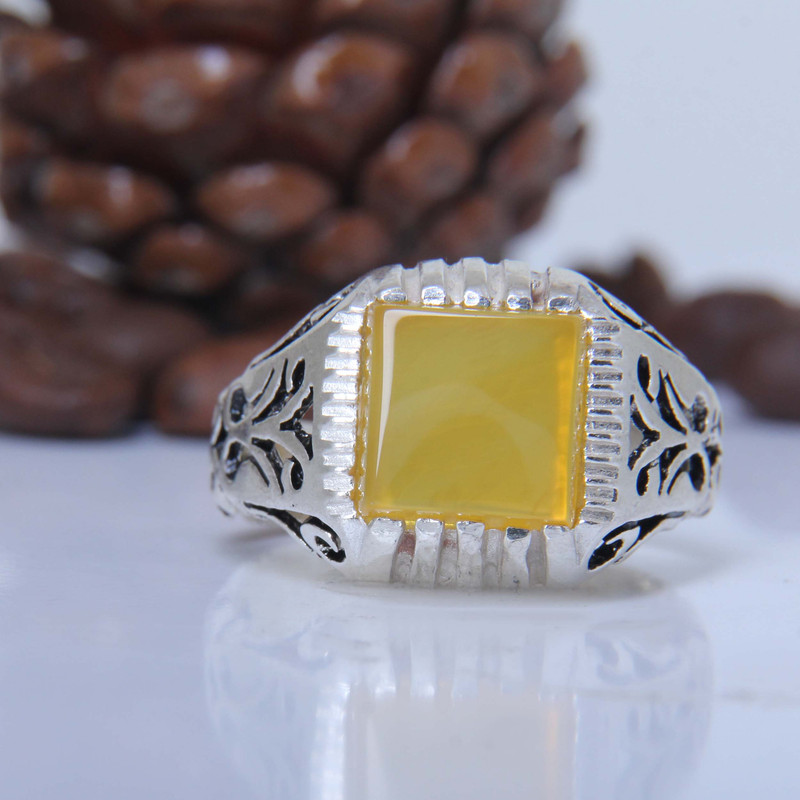 انگشتر نقره مردانه مدل رکاب سیلندری سنگ عقیق کد AM_5207