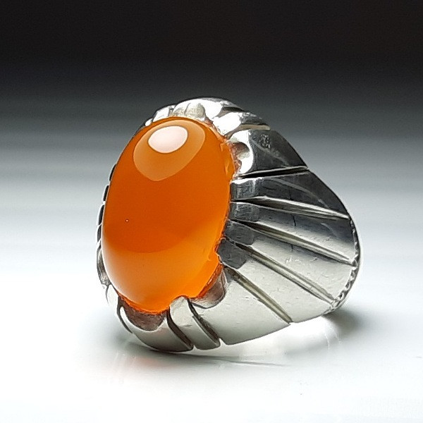 انگشتر نقره مردانه مدل عقیق پرتقالی آبدار انگشتر نقره مردانه مدل عقیق پرتقالی آبدار