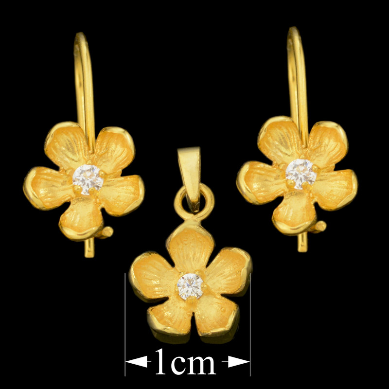 نیم ست طلا 18 عیار دخترانه طلای مستجابی مدل گل کد 67119