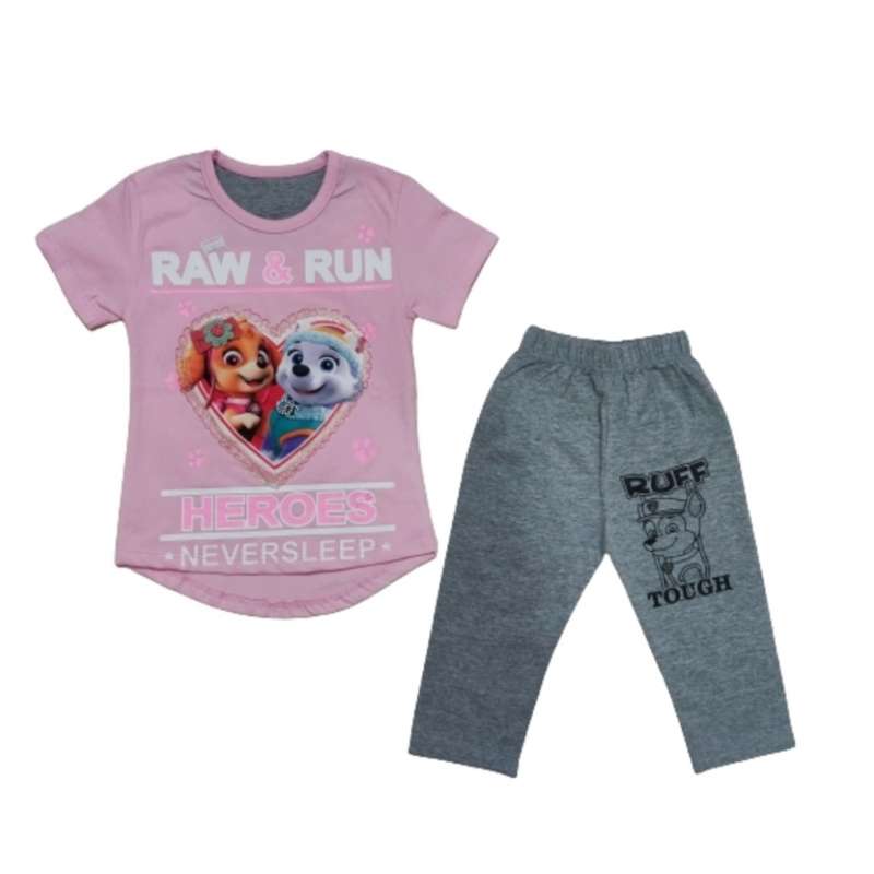 ست تی شرت و شلوارک دخترانه مدل سگهای نگهبان کد s2