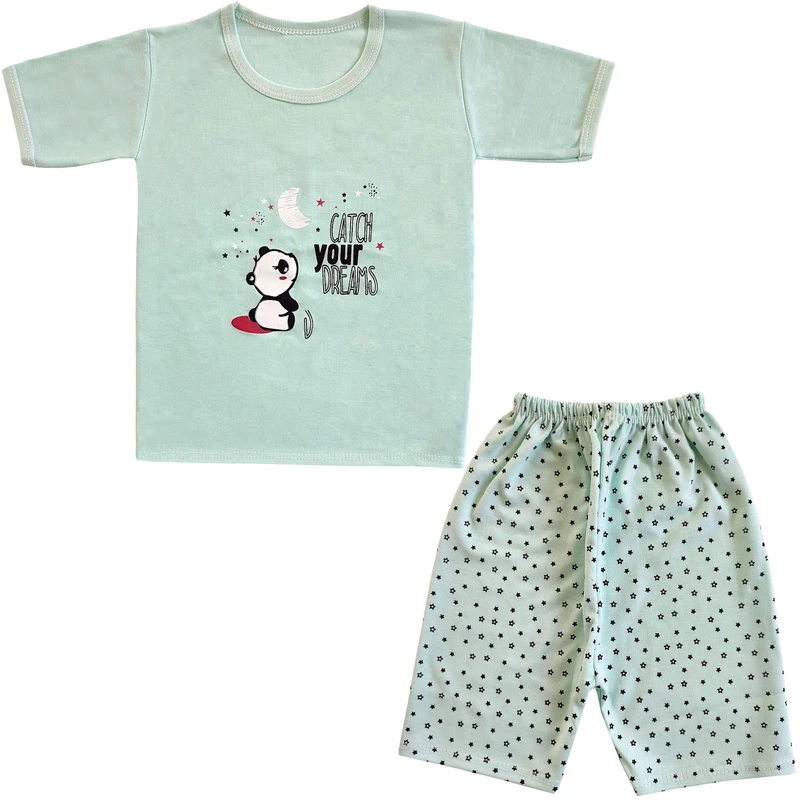 ست تی شرت آستین کوتاه و شلوارک بچگانه مدل خرس کد 4055