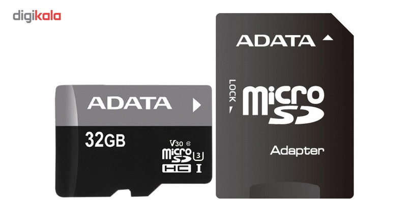 کارت حافظه microSDHC ای دیتا مدل Premier Pro V30 کلاس 10 استاندارد UHS-I U3 سرعت 95MBps همراه با آداپتور SD ظرفیت 32 گیگابایت