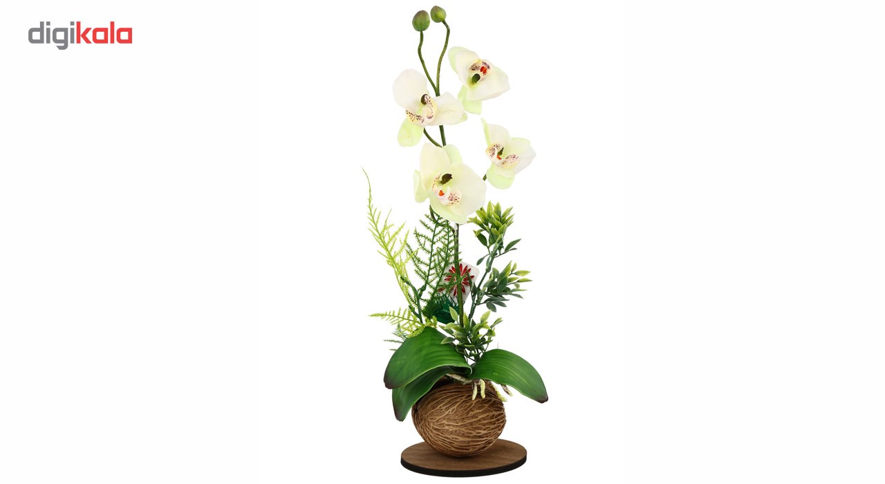 گلدان به همراه گل مصنوعی هومز طرح ارکیده مدل 35230