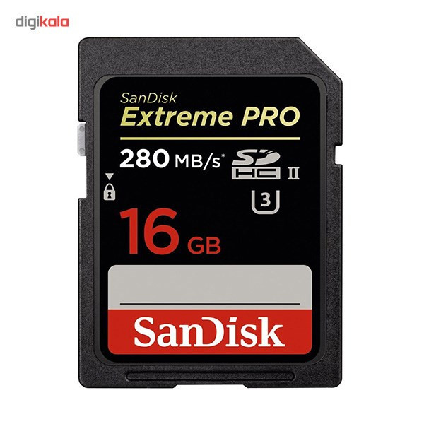 کارت حافظه SDHC سن دیسک مدل Extreme Pro کلاس 10 استاندارد UHS-II U3 سرعت 1867X 280MBps ظرفیت 16 گیگابایت