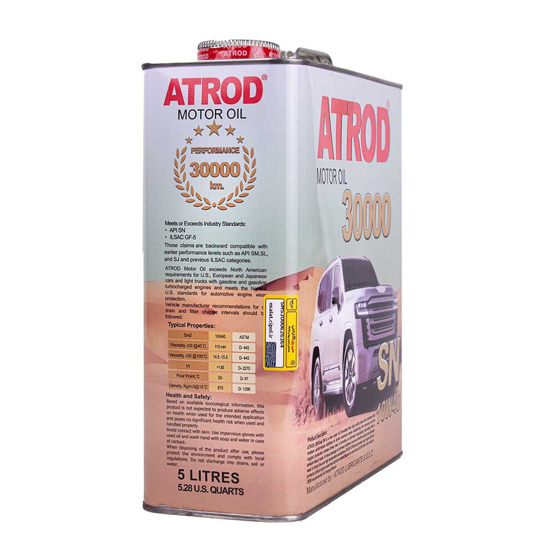 روغن موتور آترود مدل 10W40 SN نیمه سنتتیک کد 110033 حجم 5 لیتر