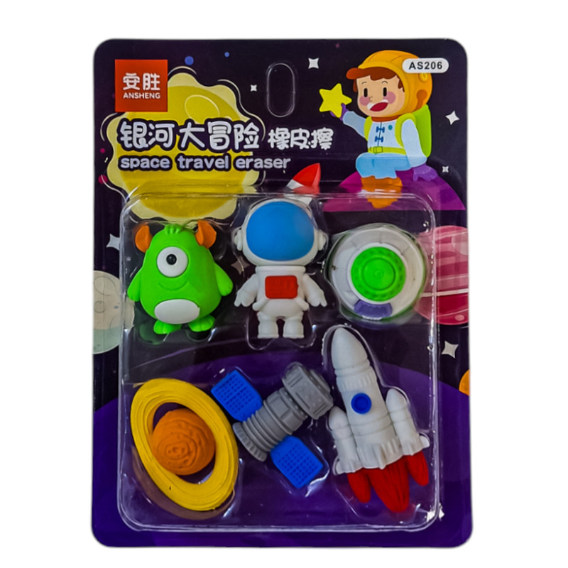 پاک کن مدل آدم فضایی و زحل بسته ۶ عددی