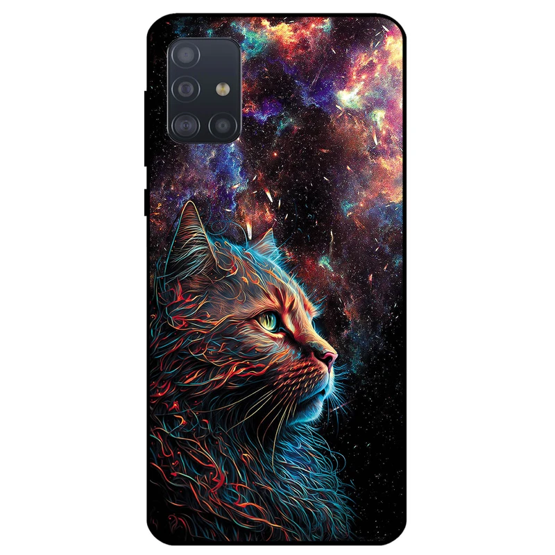 کاور مگافون طرح گربه کهکشانی مدل 4203 مناسب برای گوشی موبایل سامسونگ Galaxy A71         