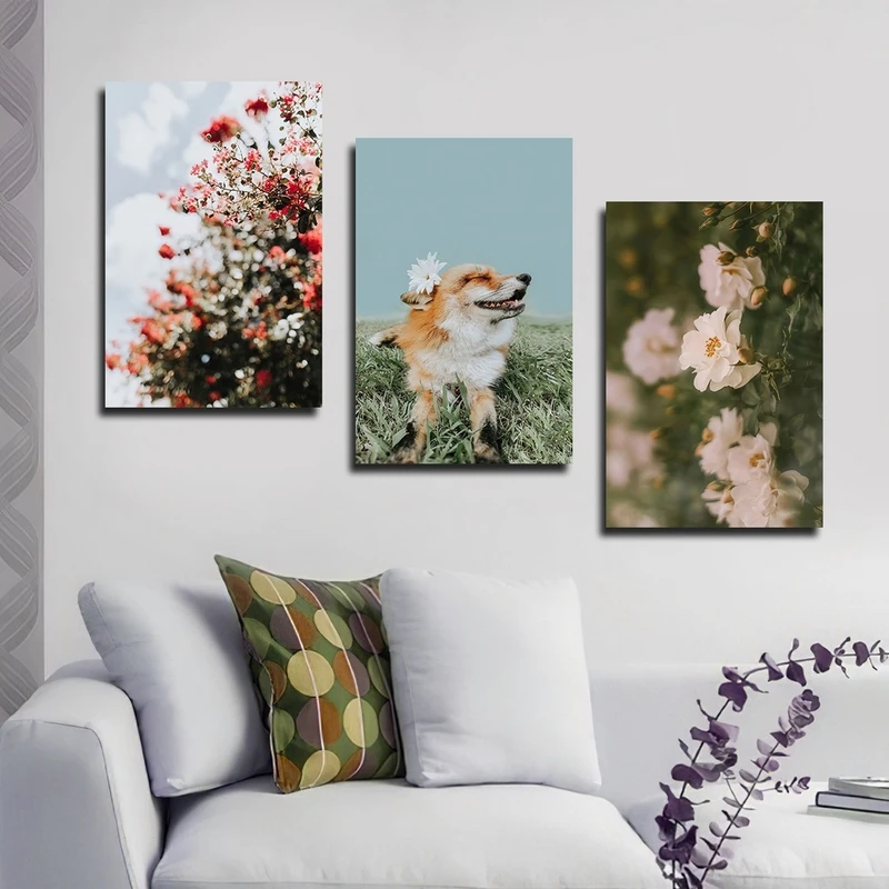 تابلو شاسی بکلیت طرح طبیعت و سگ مدل SH-2415 مجموعه 3 عددی