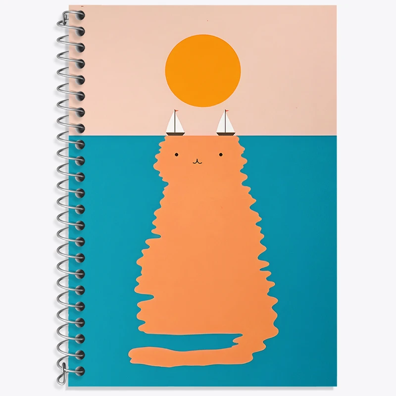 دفتر زبان 50 برگ خندالو مدل دو خط طرح منظره ی گربه ای کد N5682