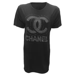 تی شرت آستین کوتاه زنانه مدل نگینی ویسکوز کد tm-1065 رنگ مشکی