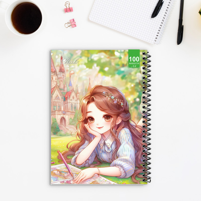 دفتر نقاشی 100 برگ بله طرح فانتزی دختر نقاش کد A4-N83