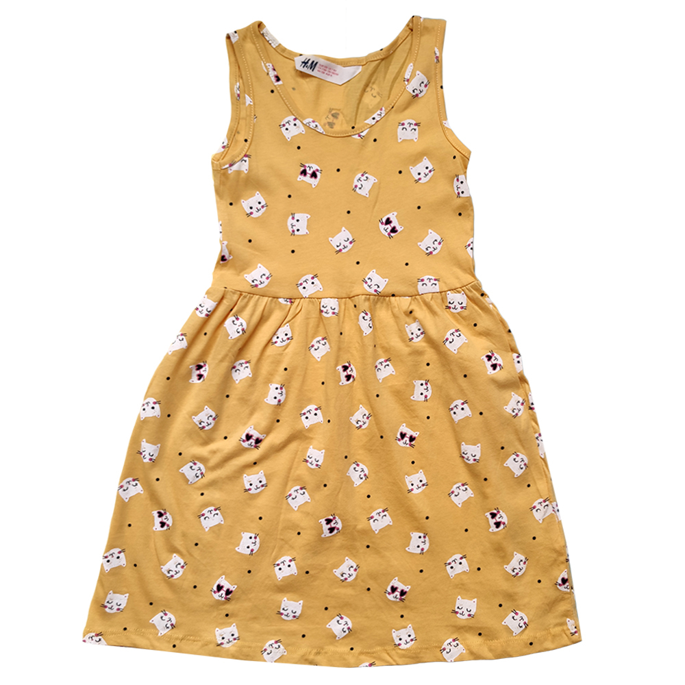 پیراهن دخترانه اچ اند ام طرح گربه مدل 05