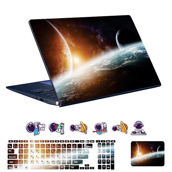استیکر لپ تاپ توییجین و موییجین طرح Space  کد 179 مناسب برای لپ تاپ 15.6 اینچ به همراه برچسب حروف فارسی کیبورد