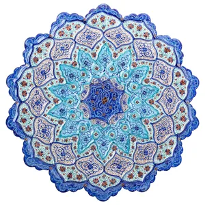 بشقاب مسی میناکاری شده اثر سلطانی طرح 3 قطر 29 سانتی متر