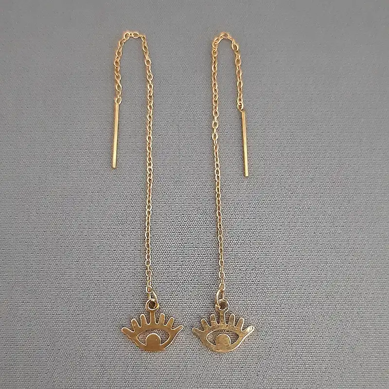 گوشواره زنانه مدل بخیه ای طرح چشم