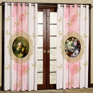 پرده مدل گل گلدان هازان پانچی کد 4319 سایز 140x200 سانتی متر