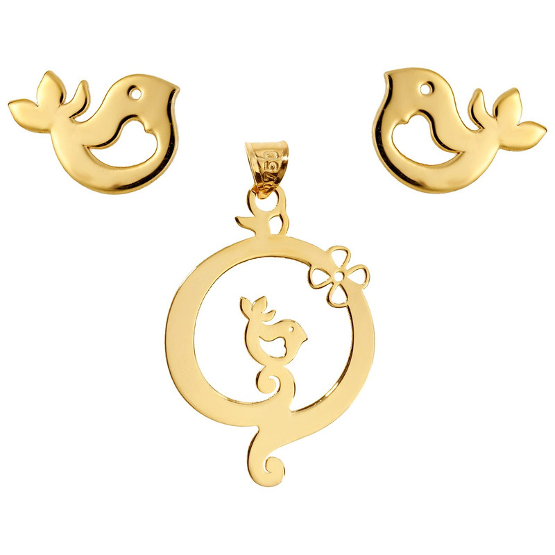 نیم ست طلای 18 عیار زنانه رزا مدل SG60 نیم ست طلای 18 عیار زنانه رزا مدل SG60