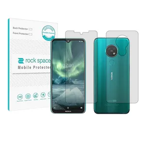 Rockspace HyGEL model transparent screen protector suitable for Nokia 7.2 mobile phone along with back protector