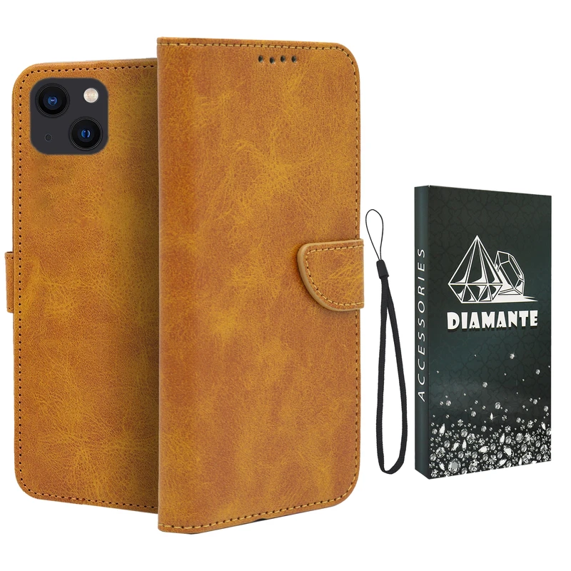 کیف کلاسوری دیامانته مدل Scusa Bk مناسب برای گوشی موبایل اپل iPhone 13 به همراه بند آویز