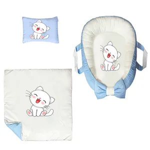 سرویس خواب سه تکه نوزاد ناریکو مدل گارد محافظ دار طرح گربه کد 0354