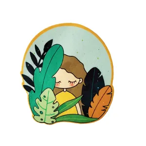 استیکر پارچه و لباس مدل حرارتی طرح Girl and plant