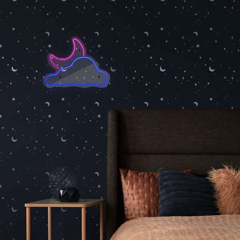 چراغ دیواری نئون دیزاین طرح Cloud-Vs-Moon_BL