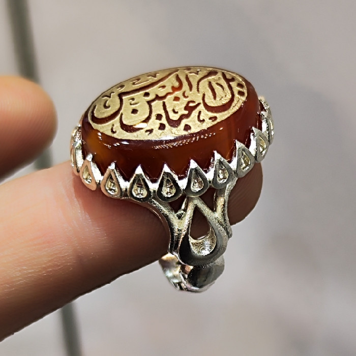 انگشتر مردانه مدل سنگ عقیق خطی کد ۹۳۰۰