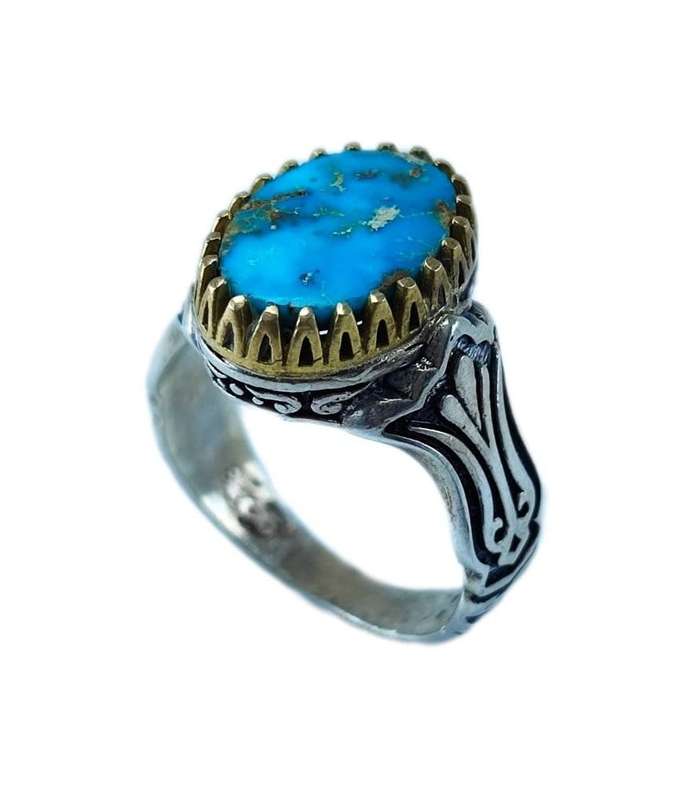 انگشتر نقره مردانه مدل فیروزه کد SL1