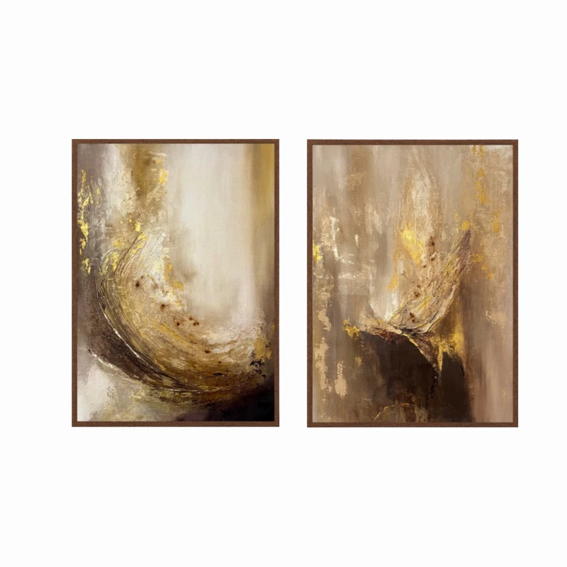 تابلو نقاشی اکریلیک طرح انتزاعی مجموعه 2 عددی