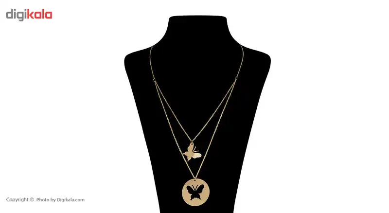 گردنبند طلا 18 عیار زنانه ماهک مدل MM0405 طرح پروانه دوبل