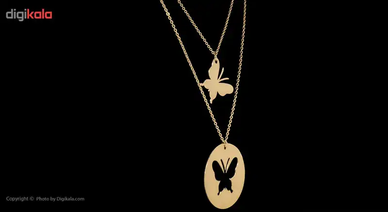 گردنبند طلا 18 عیار زنانه ماهک مدل MM0405 طرح پروانه دوبل