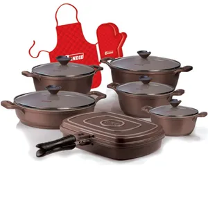 سرویس پخت و پز 15 پارچه کاندید مدل Butterfly Handle با در شیشه ای