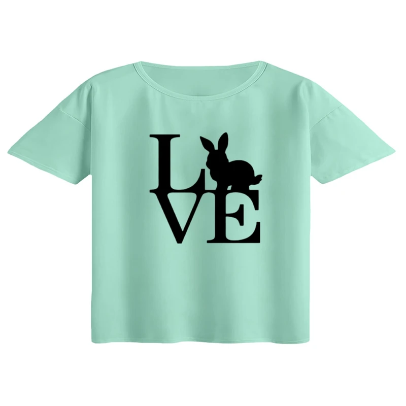 کراپ تی‌شرت آستین کوتاه زنانه مدل خرگوش‌ کد ۱۰