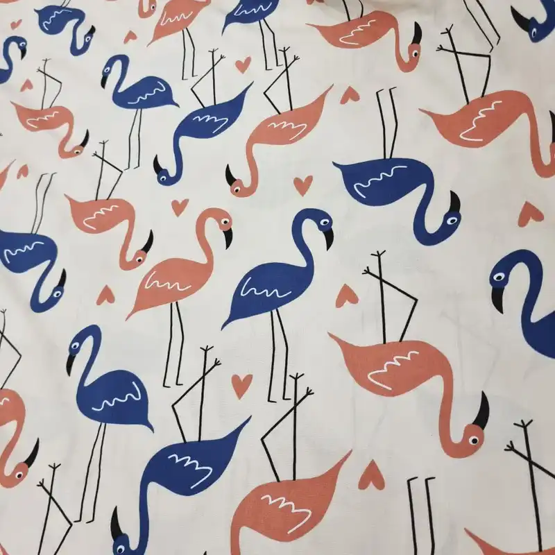 پارچه لباس مدل کودری نخی طرح فلامینگو کد B