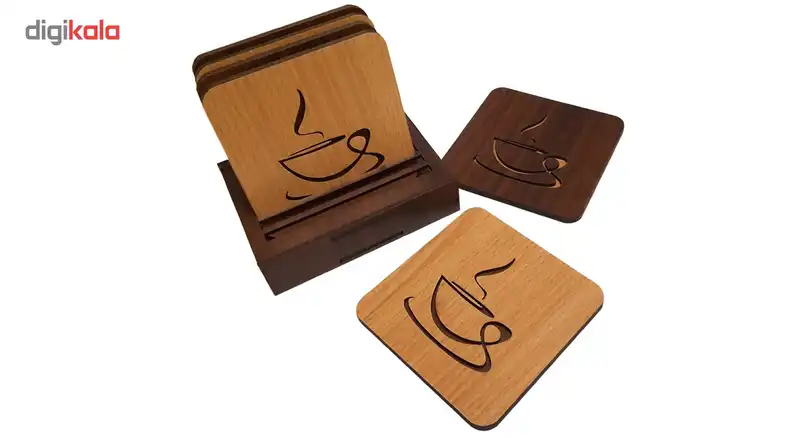 زیرلیوانی طرح فنجان کد CO104 بسته 6 عددی