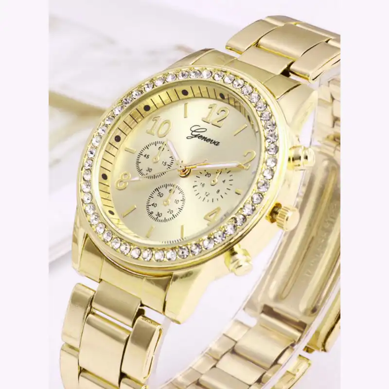 ساعت مچی عقربه ای زنانه جنوا مدل دور نگین تک موتور 3