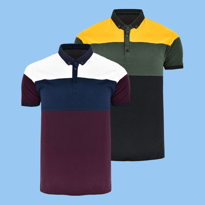 پولوشرت آستین کوتاه مردانه مدل M2502-2 مجموعه 2 عددی