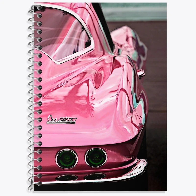 دفتر زبان 50 برگ خندالو مدل سه خط طرح ماشین صورتی کد N3059