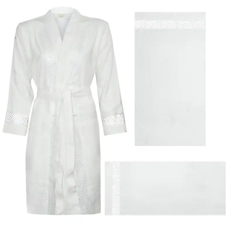 سرویس حوله پالتویی 3 تکه پاپیلا مدل Boronz seti