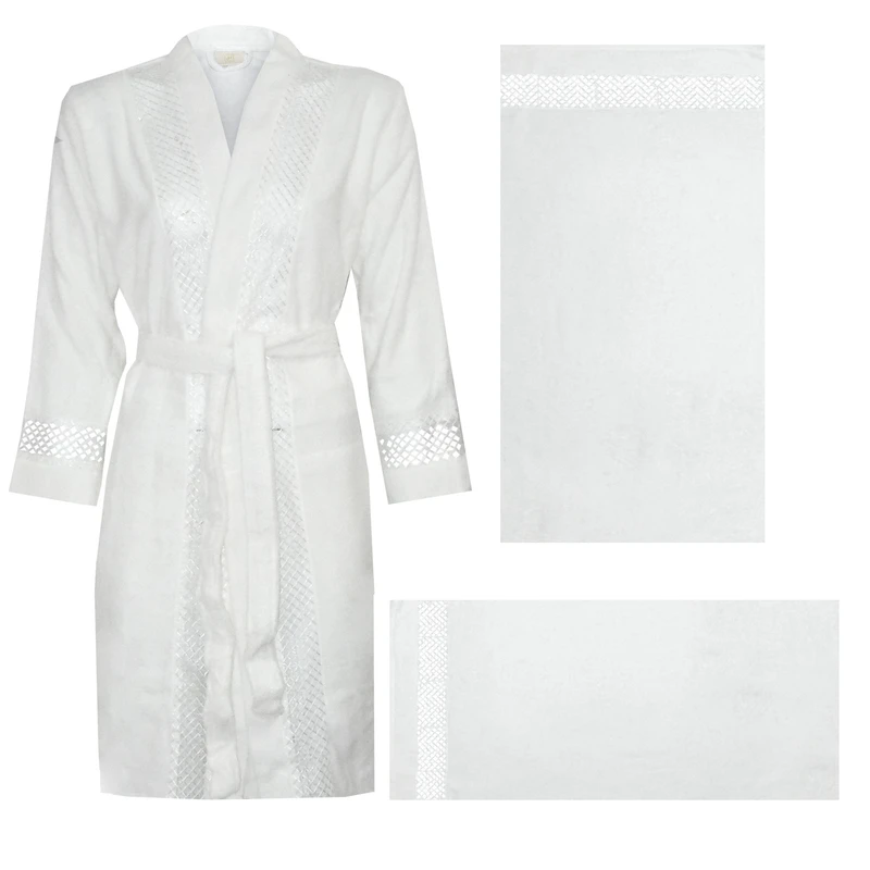 سرویس حوله پالتویی 3 تکه پاپیلا مدل Boronz seti