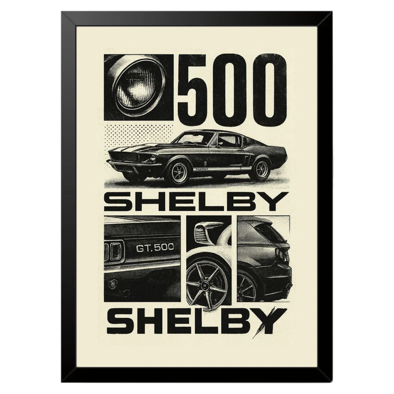 تابلو بکلیت طرح ماشین و خودرو فورد شلبی Ford Shelby GT500 مدل b-po1614 فریم مشکی