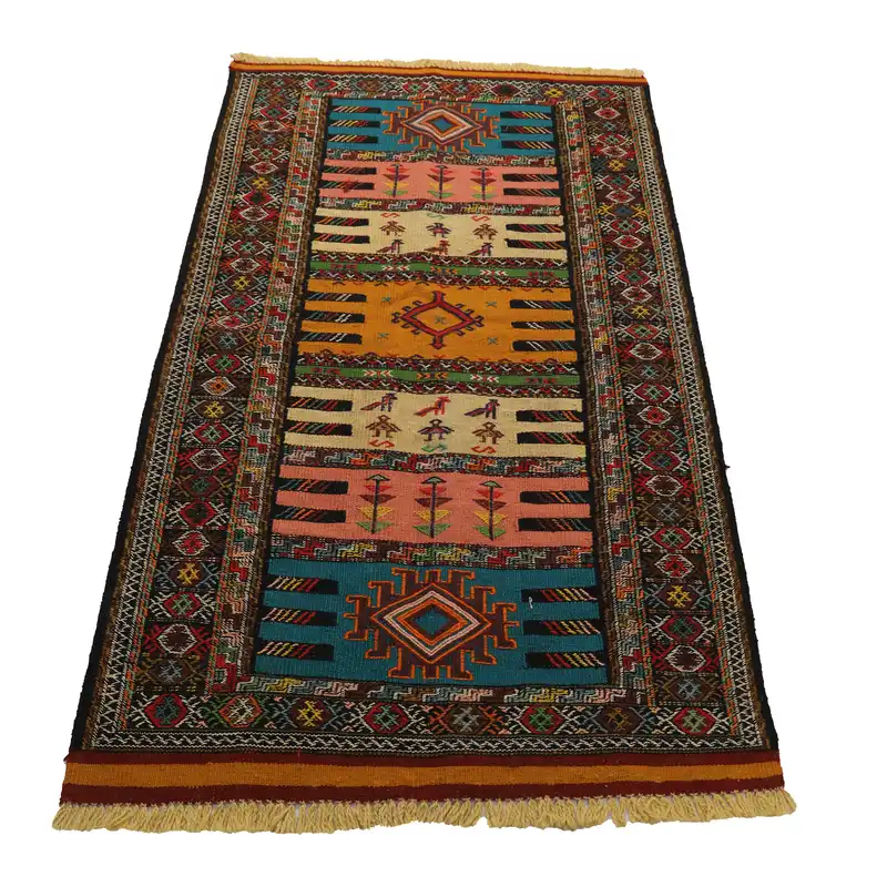 گلیم دستبافت دو متری مدل سفره کردی کد 4020471