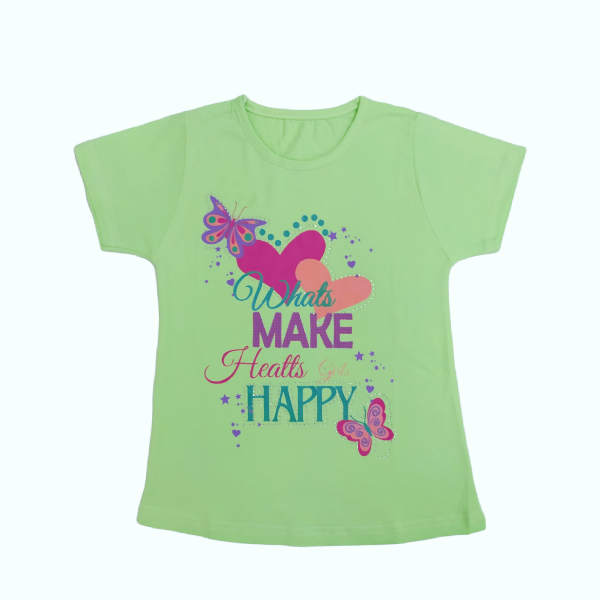 تی شرت دخترانه مدل قلب رنگ سبز