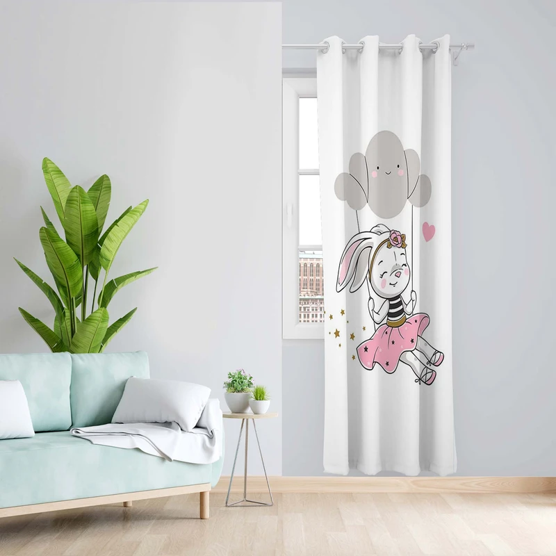 پرده طرح کودک مدل مخمل پانچی کد 5212R z سایز 140x200 سانتی متر