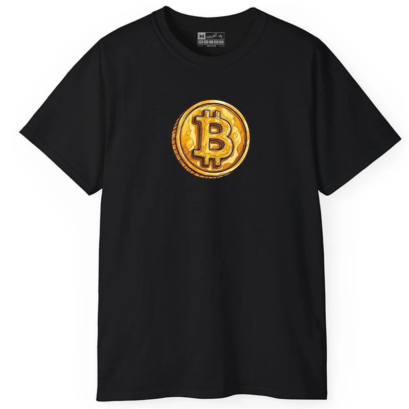 تی‌شرت آستین کوتاه مردانه پاد آفرین مدل بیت کوین کد PT630