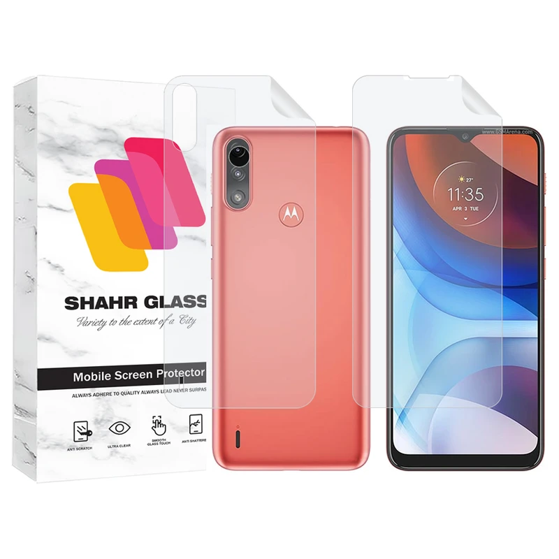 محافظ صفحه نمایش شهر گلس مدل MTNANFBSH مناسب برای گوشی موبایل موتورولا Moto E7 Power به همراه محافظ پشت گوشی