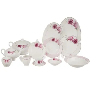 سرویس 102 پارچه چینی زرین ایران سری ایتالیا اف مدل Rose Flower درجه یک
