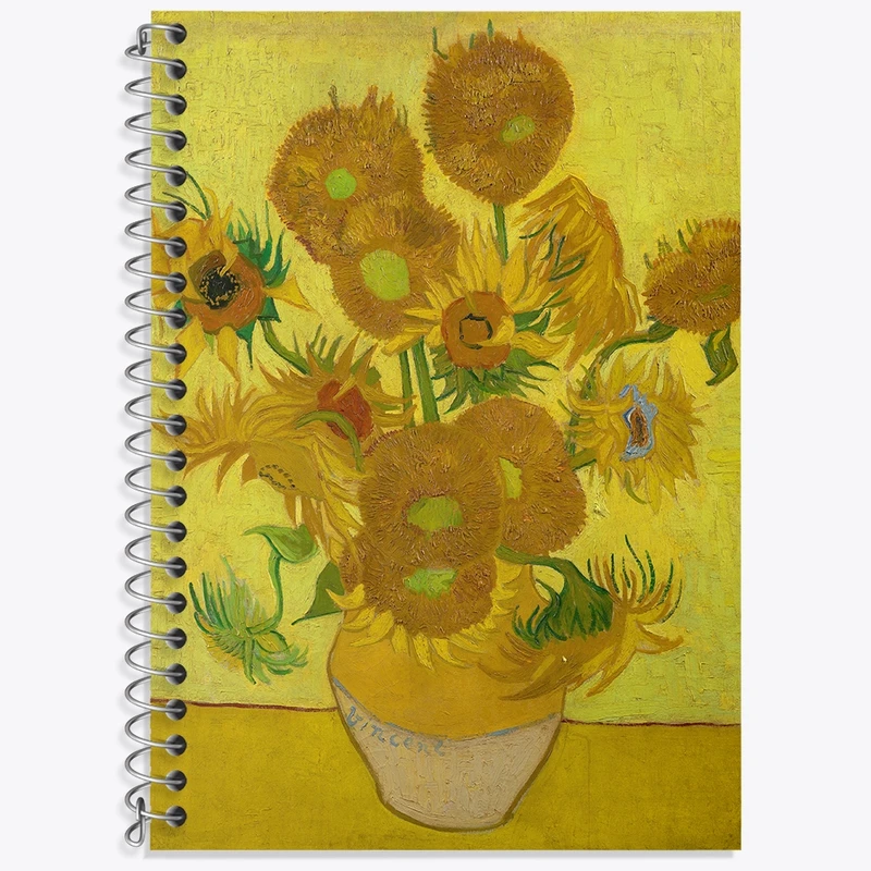 دفتر لغت 50 برگ خندالو طرح گلدان آفتابگردان ونسان ونگوگ (Van Gogh) کد 36819