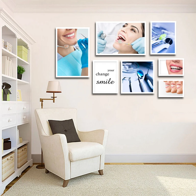 تابلو بکلیت طرح لبخند و دندانپزشکی مدل W-1573 مجموعه 7 عددی