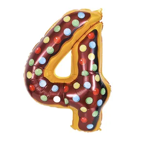 بادکنک فویلی مدل عدد چهار طرح شیرینی دونات کد 9117